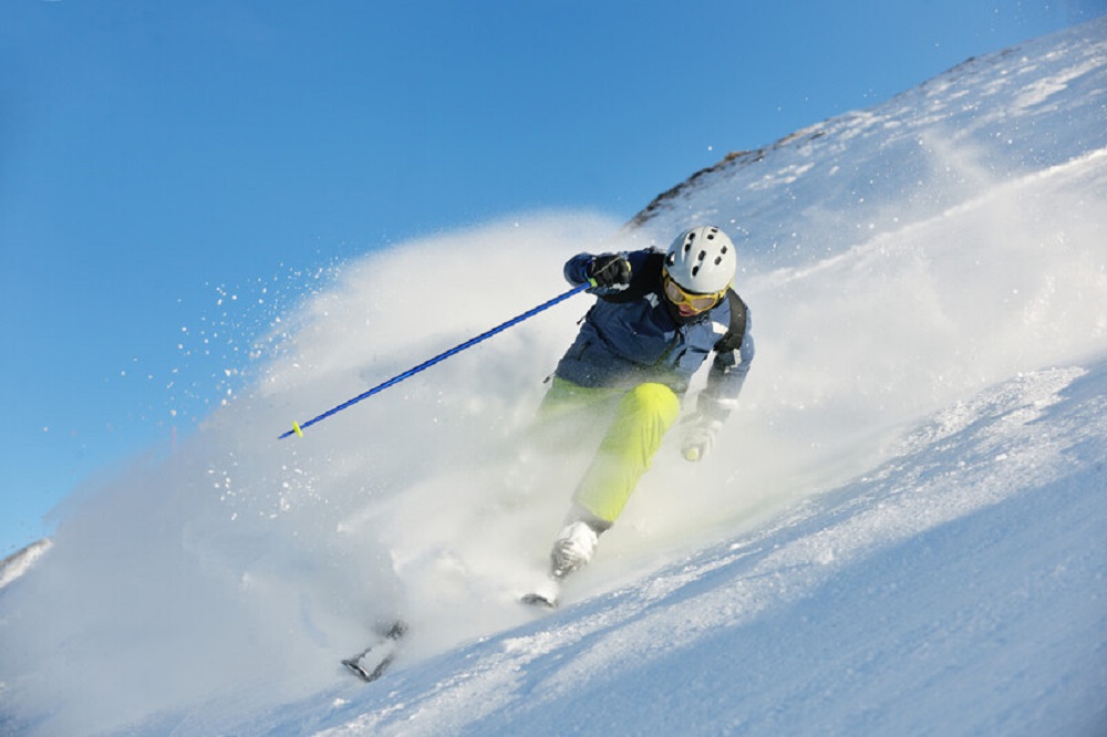man skiing in action